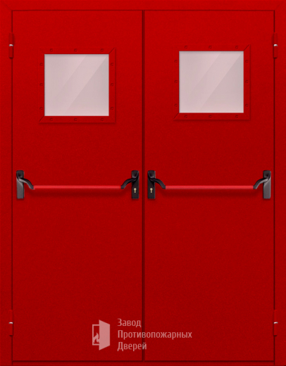 Фото двери «Двупольная со стеклопакетом и антипаникой (красная)» в Красногорску