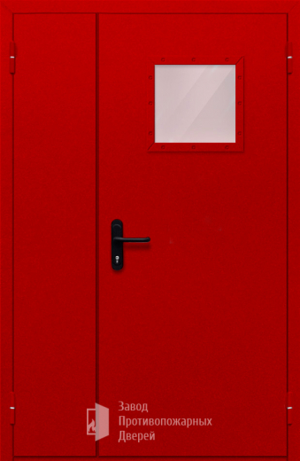 Фото двери «Полуторная со стеклопакетом (красная)» в Красногорску