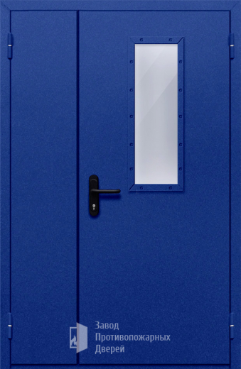 Фото двери «Полуторная со стеклом (синяя)» в Красногорску