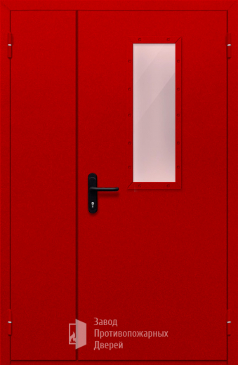 Фото двери «Полуторная со стеклом (красная)» в Красногорску