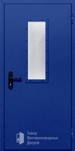 Фото двери «Однопольная со стеклом (синяя)» в Красногорску