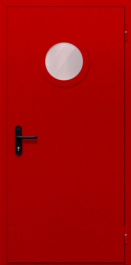 Фото двери «Однопольная с круглым стеклом (красная)» в Красногорску