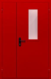 Фото двери «Полуторная со стеклом (красная)» в Красногорску