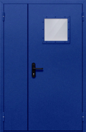 Фото двери «Полуторная со стеклопакетом (синяя)» в Красногорску